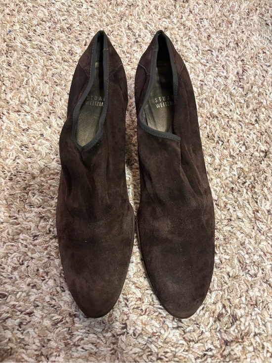 Stuart Weitzman Shoes - Stuart Weitzman Dark Brown Suede Slip-On Ankle Boots